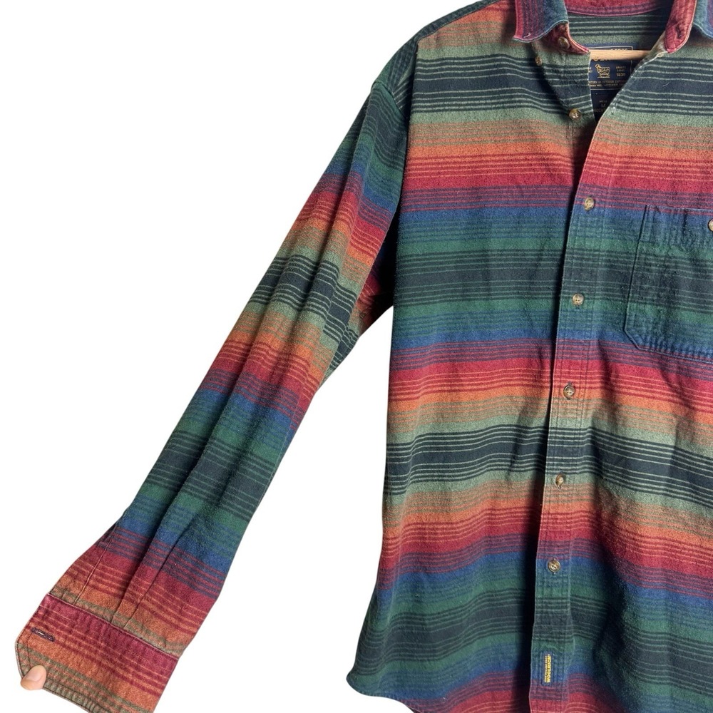 Woolrich Men M Shirt 90s Aztec M Print Southwestern Rainbow Flannel Button Down - Picture 3 of 6